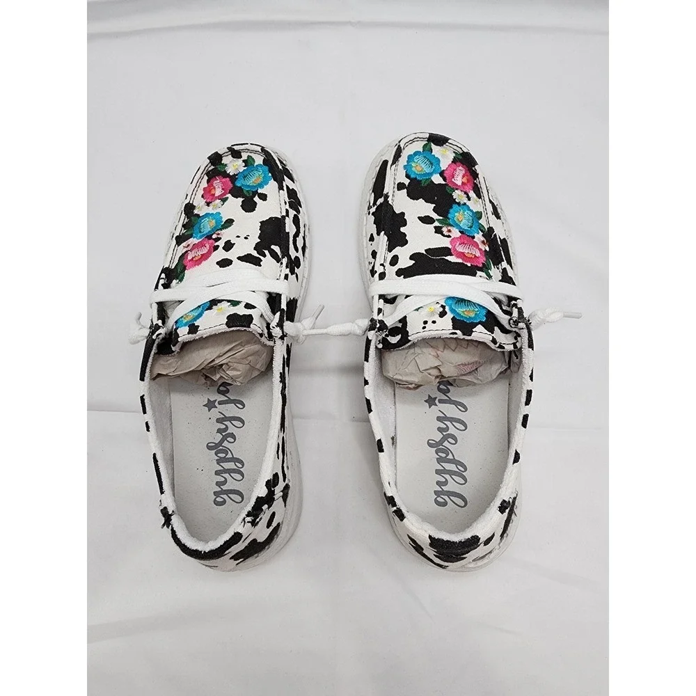 Gypsy Jazz Embroidered Cow Print Slip-On Casual Shoes Women's Sz 7 - Picture 6 of 9
